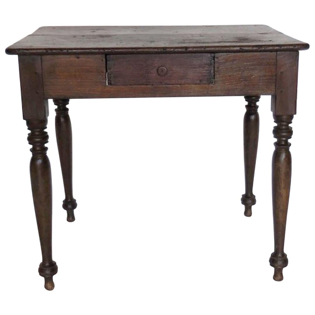 19th Century Petite Desk or Side Table with Dovetailed Drawer