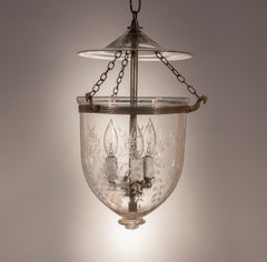 19th Century Petite English Bell Jar Lantern with Grape Etching