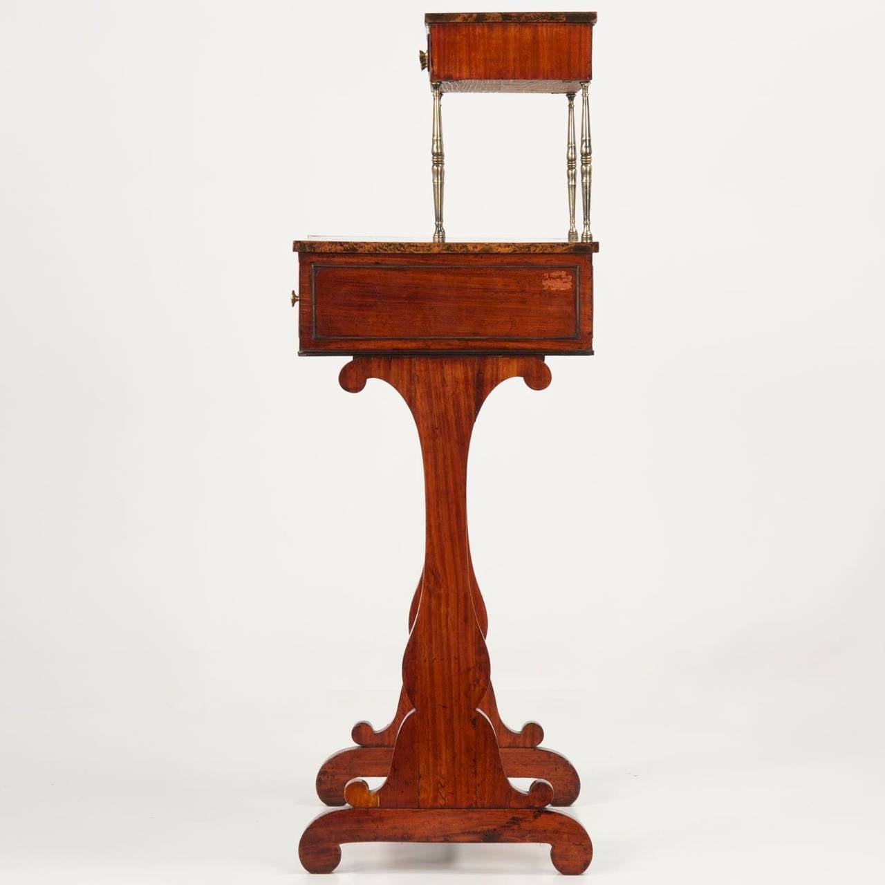 Veneer 19th Century Petite English Regency Mahogany & Burl Walnut Antique Writing Desk