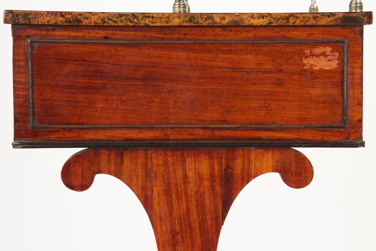19th Century Petite English Regency Mahogany & Burl Walnut Antique Writing Desk In Good Condition In Shippensburg, PA
