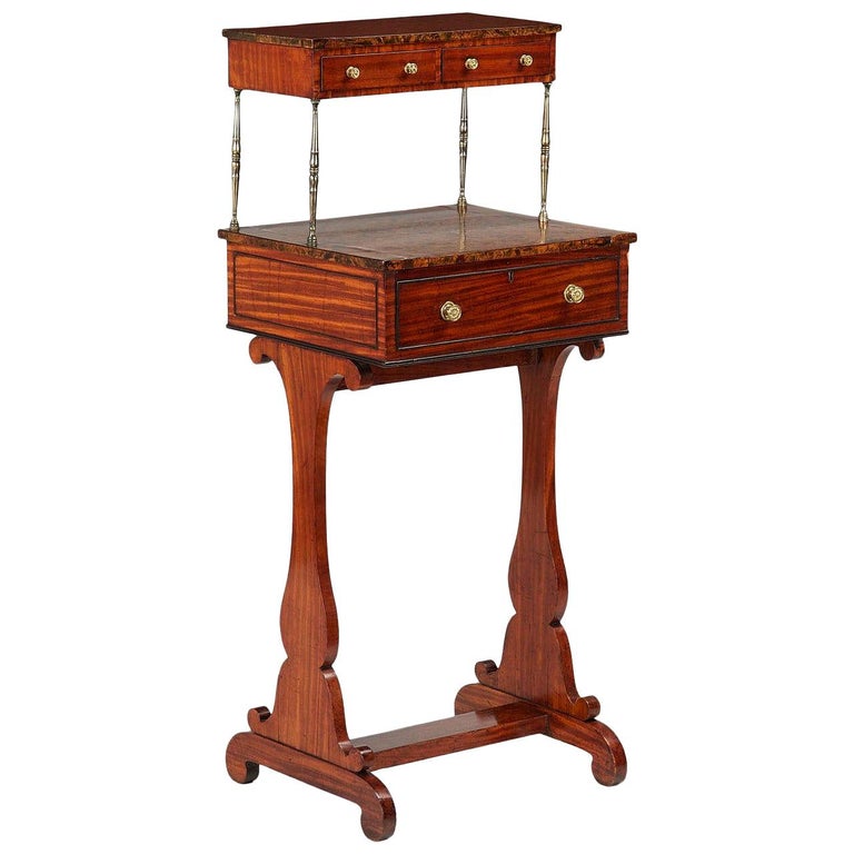 19th Century Petite English Regency Mahogany And Burl Walnut