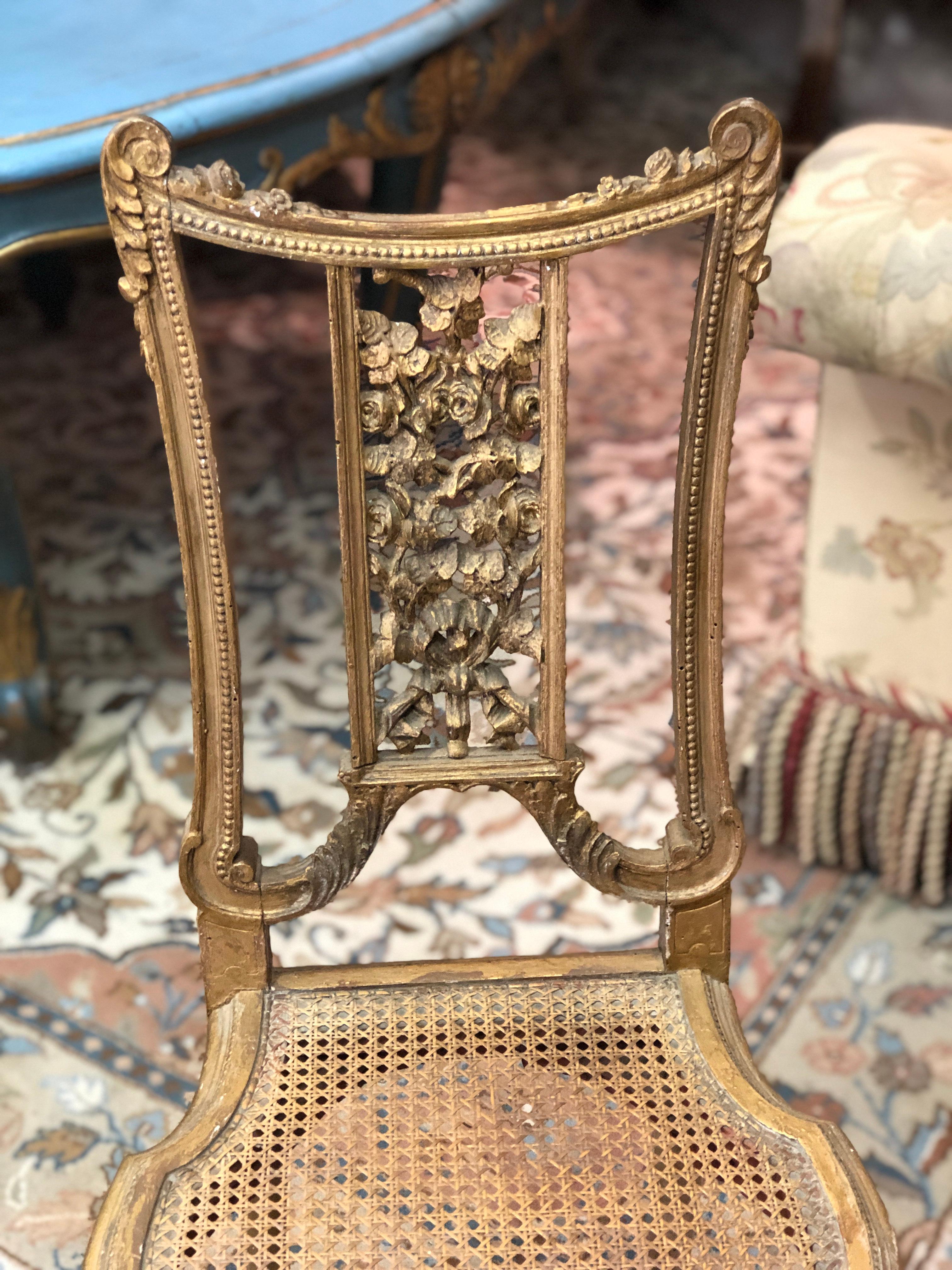 19th Century Petite French Ballroom Side Chair, in Louis XVI Style In Good Condition In Sofia, BG