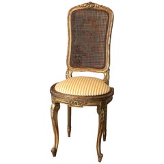 Petite chaise d'appoint de salle de bal française du 19ème siècle, de style Louis XVI