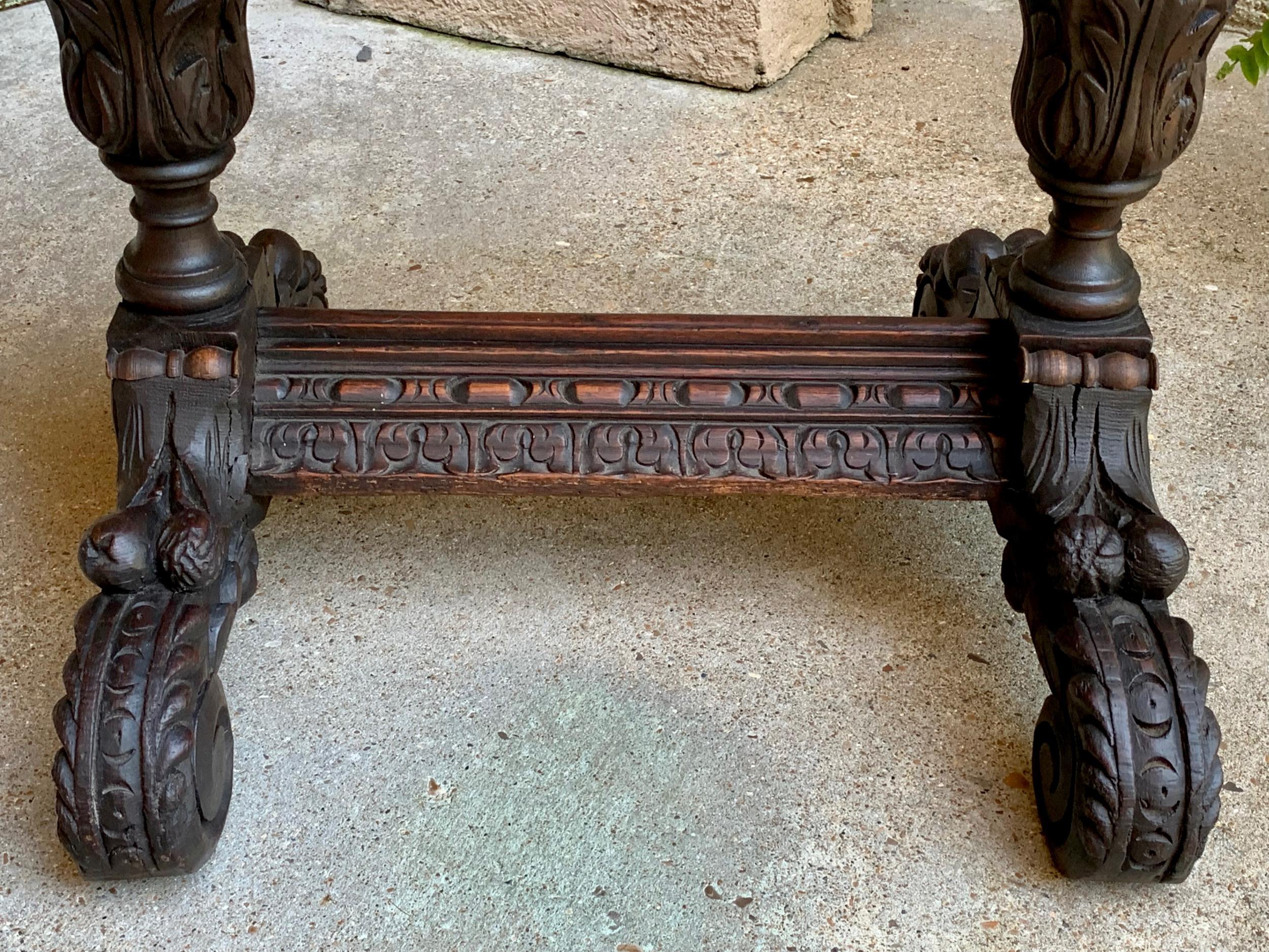 19th Century Petite French Carved Oak Sofa Side Table Renaissance Black Forest 15