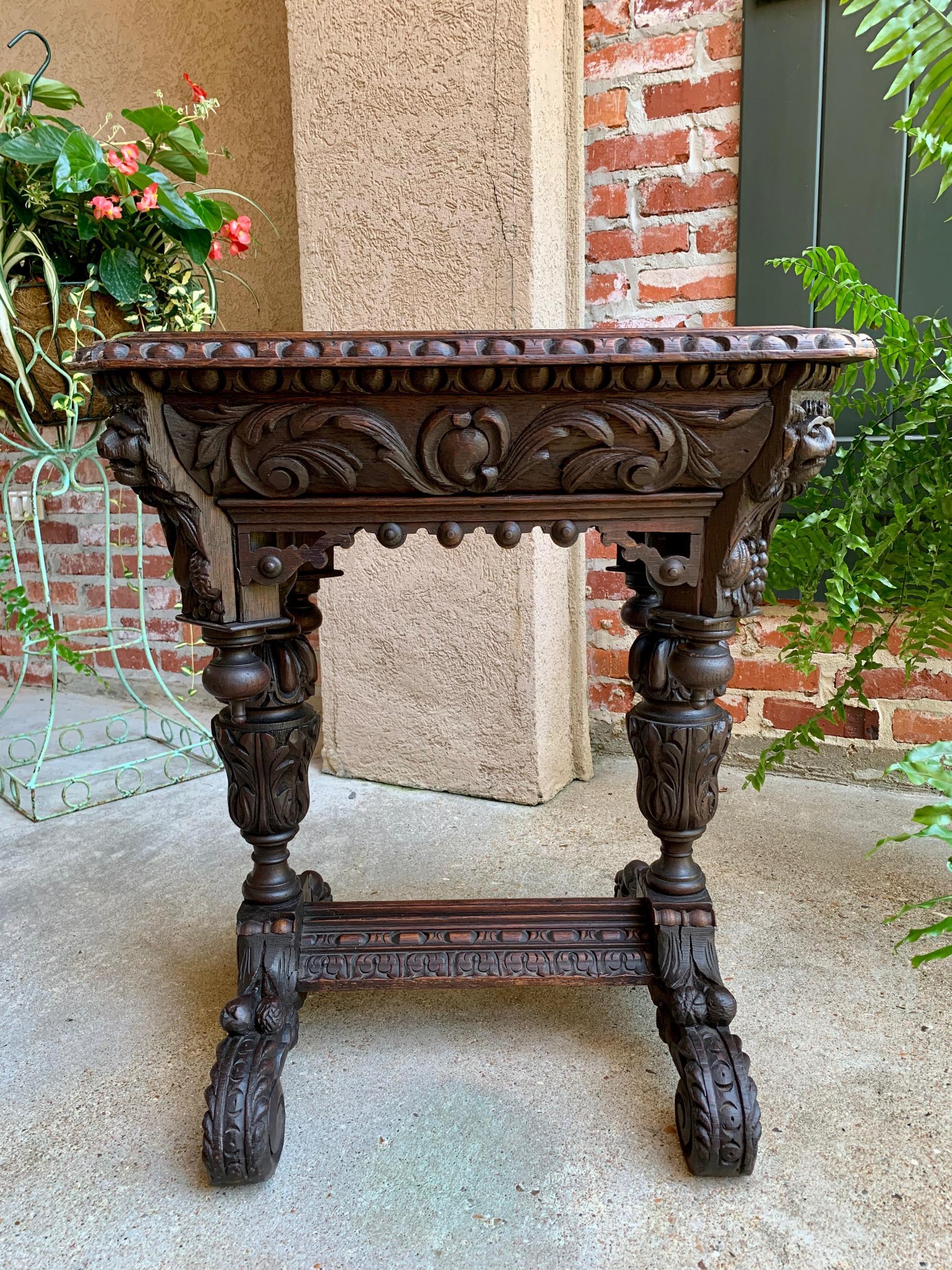 19th Century Petite French Carved Oak Sofa Side Table Renaissance Black Forest 2