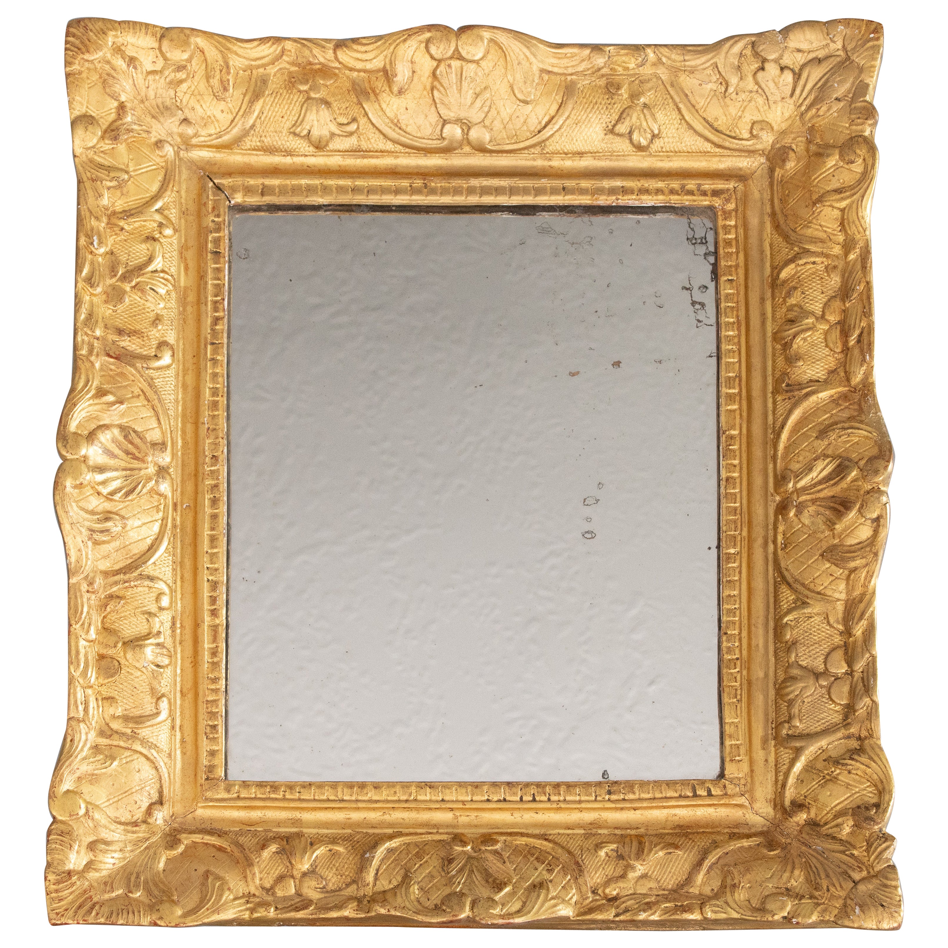 19th Century Petite French Louis XV Style Giltwood Mirror