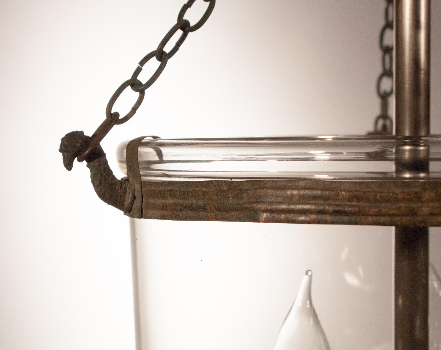 19th Century  Petite Handblown Glass Bell Jar Lantern
