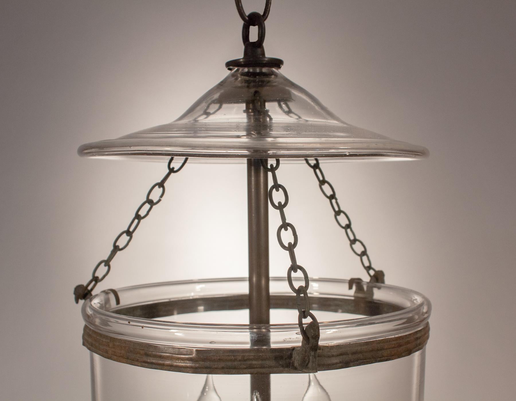 Brass  Petite Handblown Glass Bell Jar Lantern