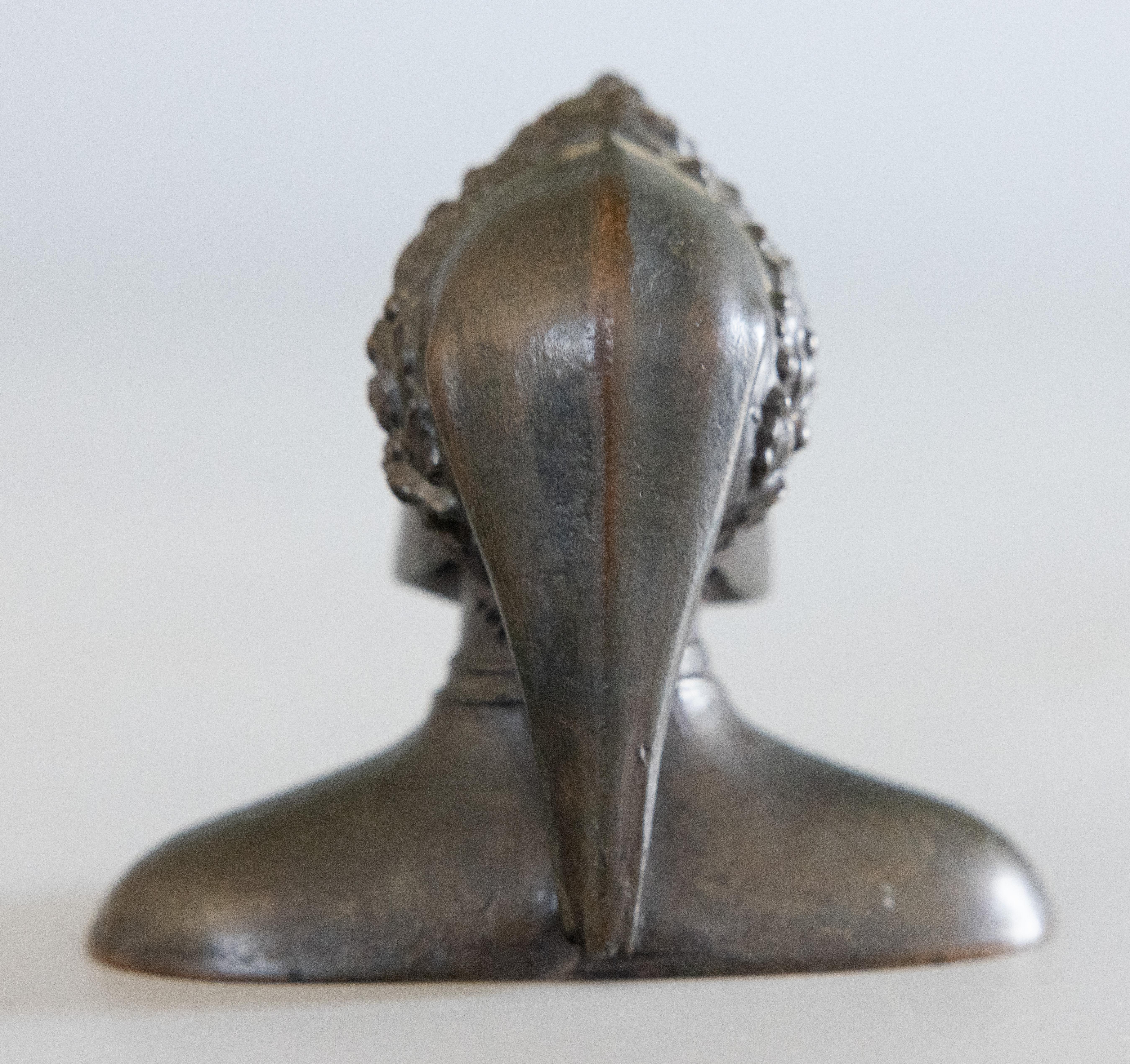 Cast 19th Century Petite Italian Grand Tour Souvenir Bronze Bust of Dante Alighieri For Sale
