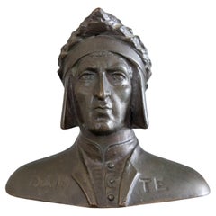 Kleine italienische Grand Tour Souvenir-Bronzebüste der Dante Alighieri aus dem 19. Jahrhundert