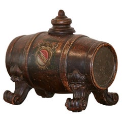 Used 19th Century Petite Italian Wooden Spirit Barrel with Carved Scrolling Legs