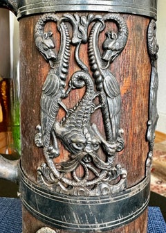 19th Century Pewter and Wood Kronheim Oldenbusch Stein