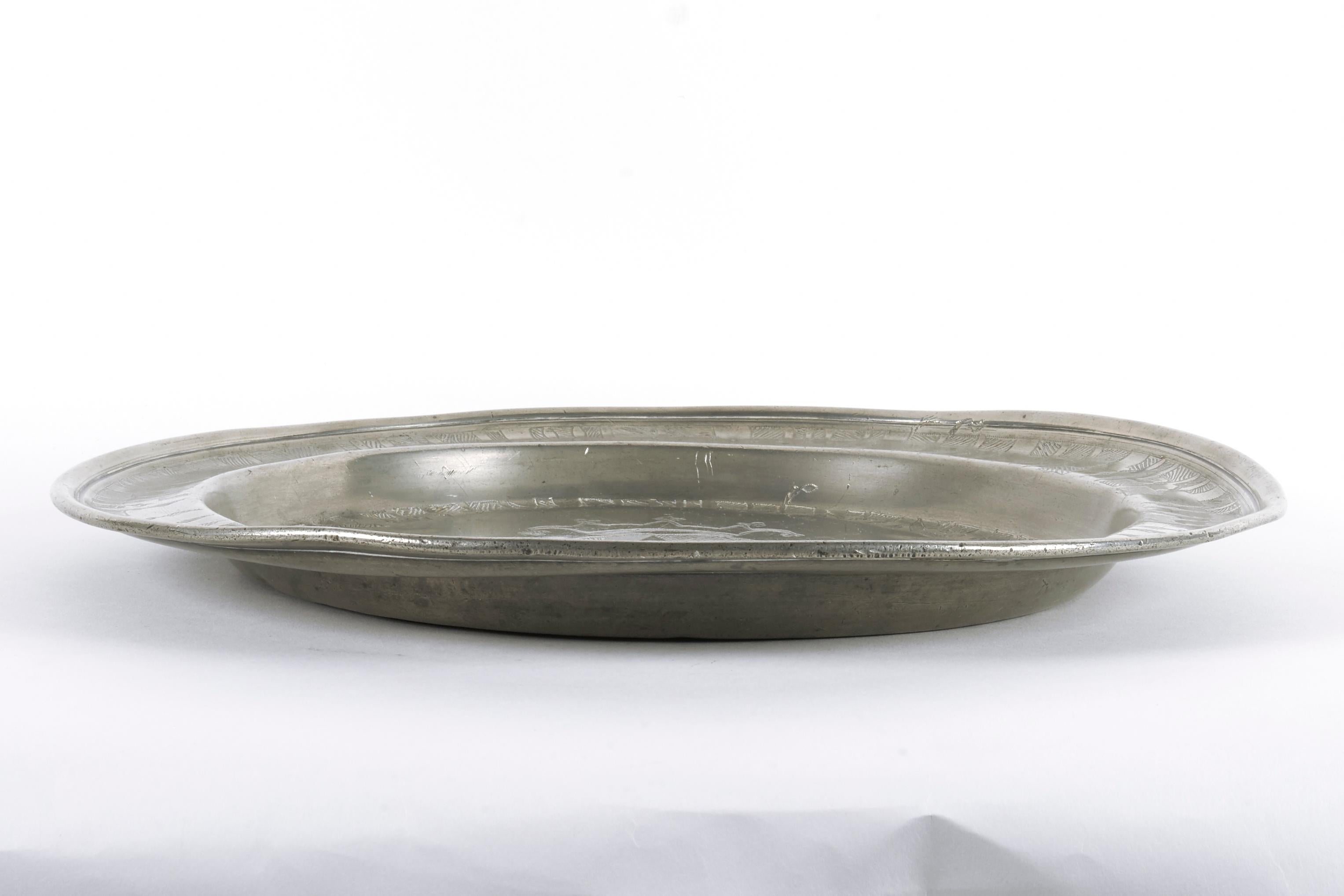 19th Century German Pewter Passover Plate For Sale 1