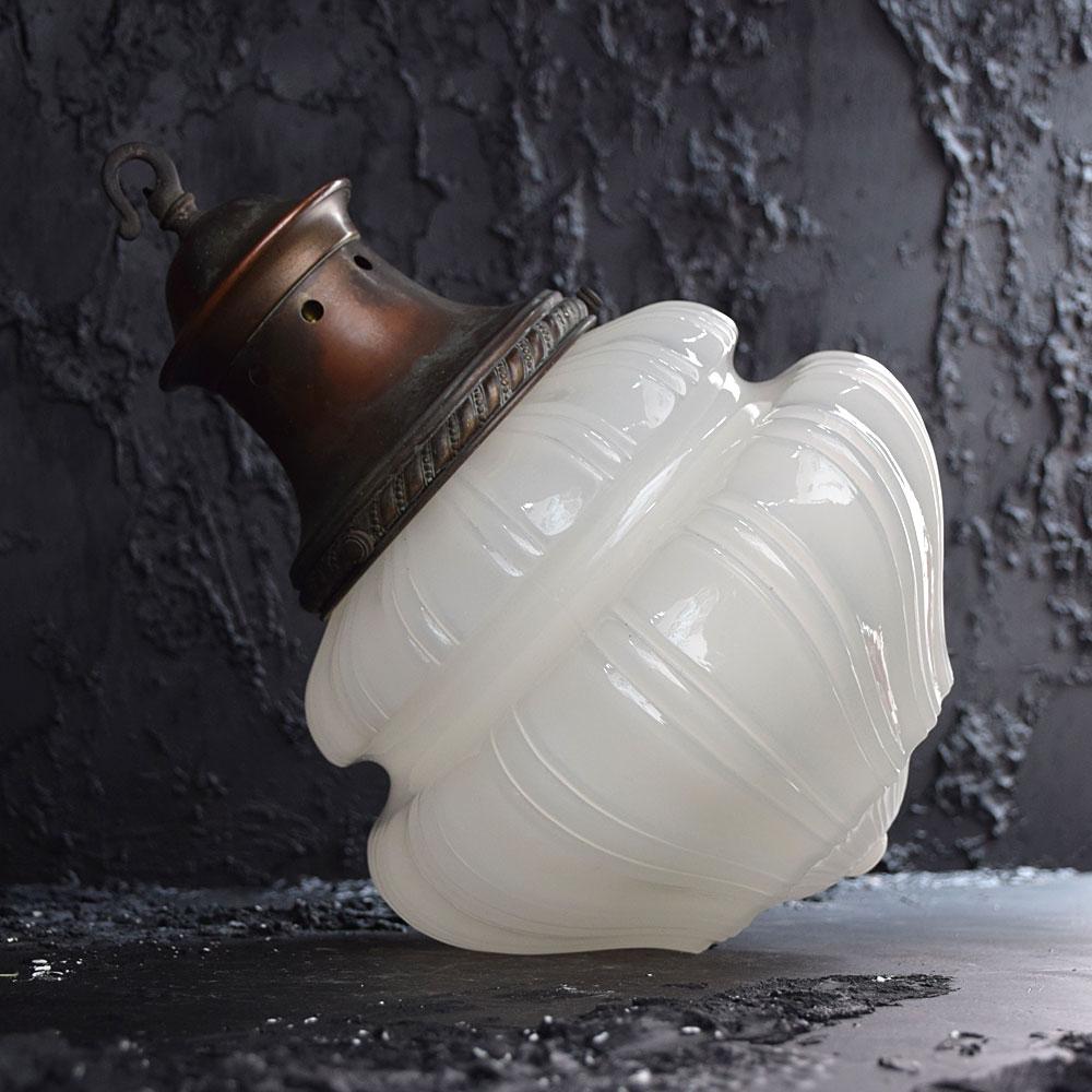 Hand-Crafted 19th Century Pharmacy Moonstone Glass Pendant Light