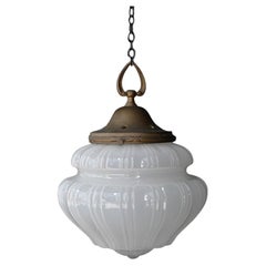 19th century pharmacy moonstone glass pendant light