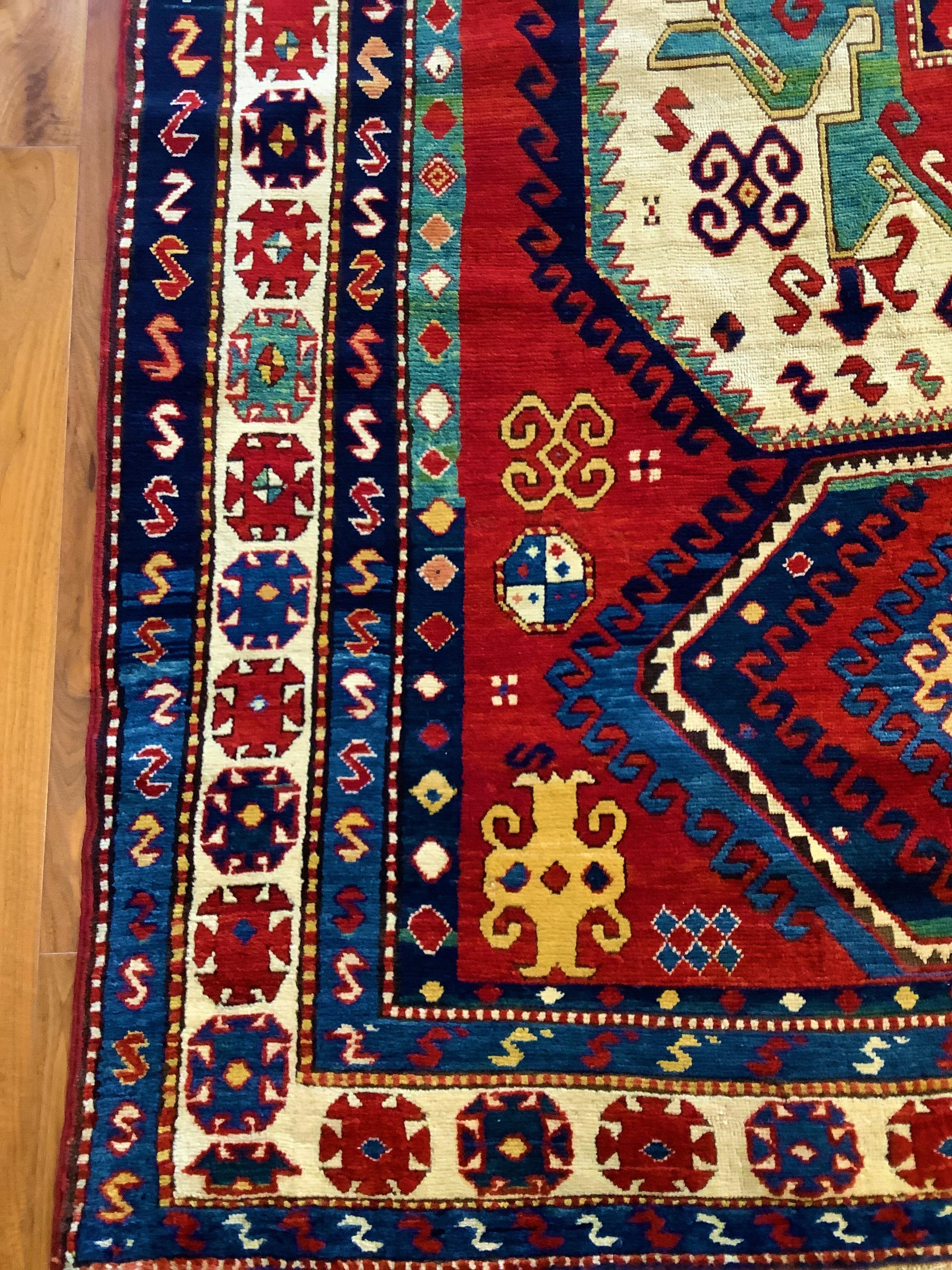 19th Century Phenomenal Lori Pambak Kazak Rug For Sale 3