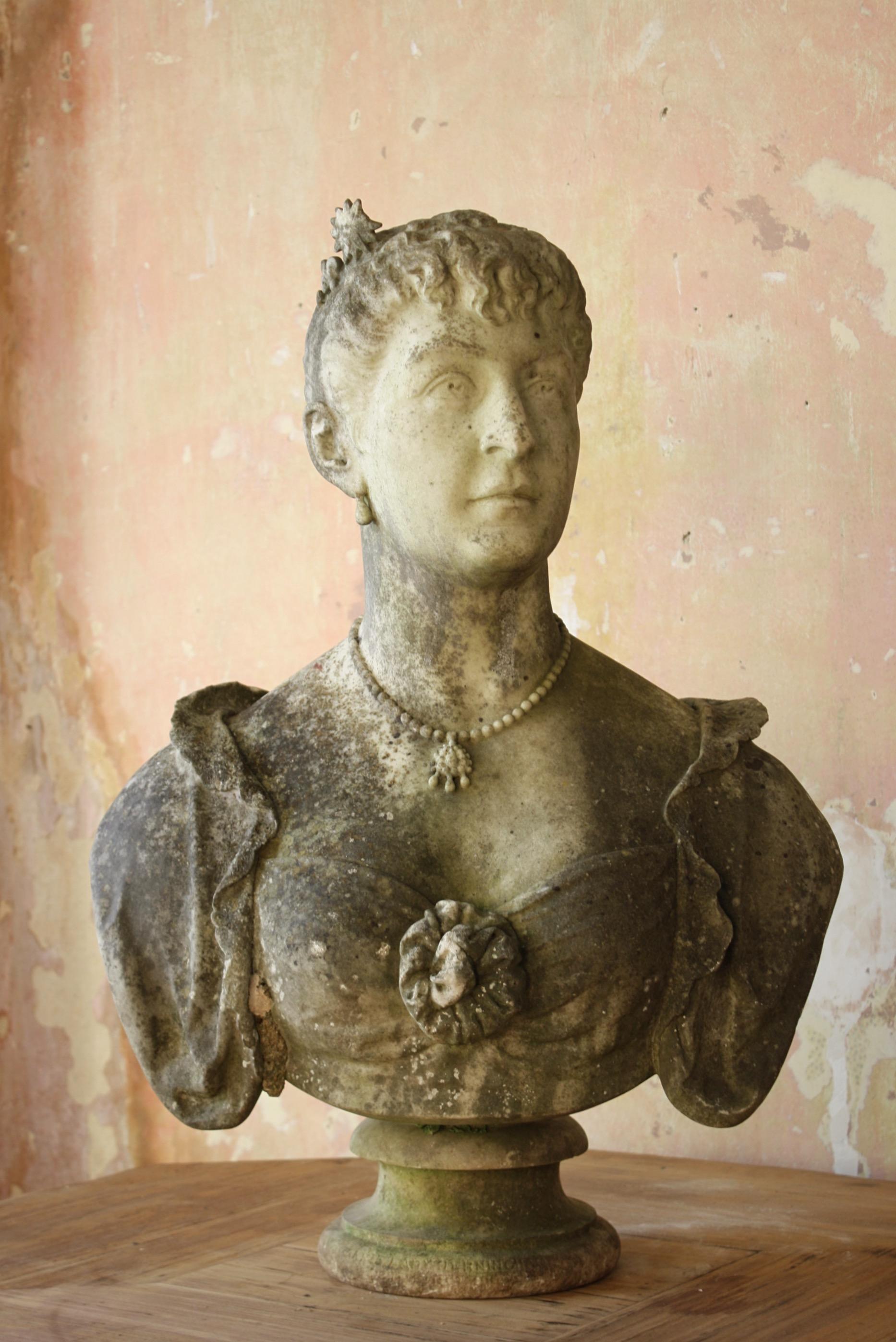 19th Century Philanthropist Annie, Lady Jerningham Large Marble Bust W.R.Ingram For Sale 8