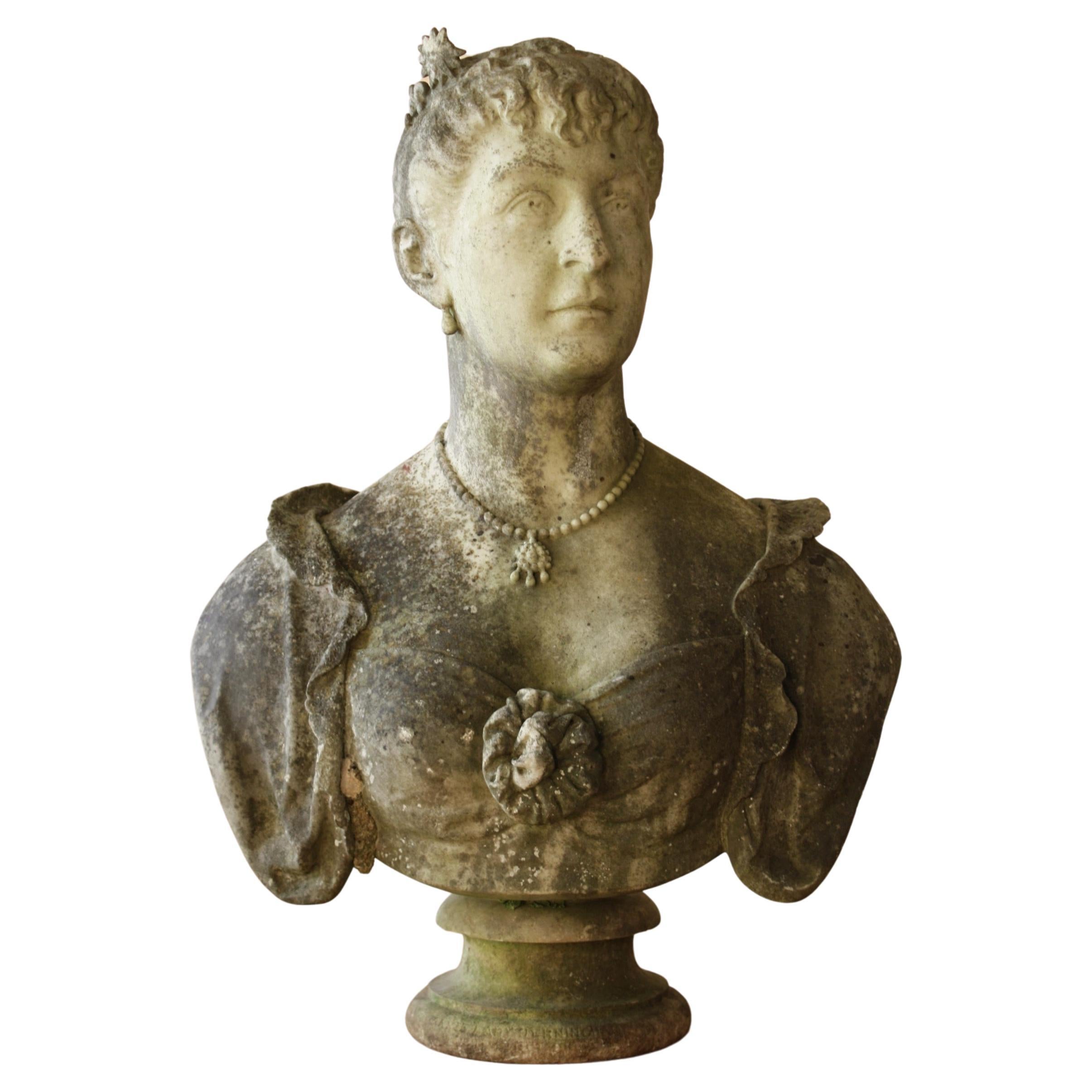 19th Century Philanthropist Annie, Lady Jerningham Large Marble Bust W.R.Ingram For Sale