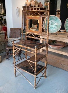 19th Century Philippine Lacquered Bamboo and Bronze Dressing Table w/ Mirror