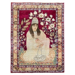 19th Century Pictorial Lavar Kirman Rug