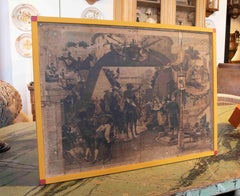 19th Century Picture Printed on Paper Spanish Scene with Framed