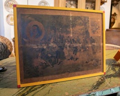 19th Century Picture Printed on Paper Spanish Scene with Framed