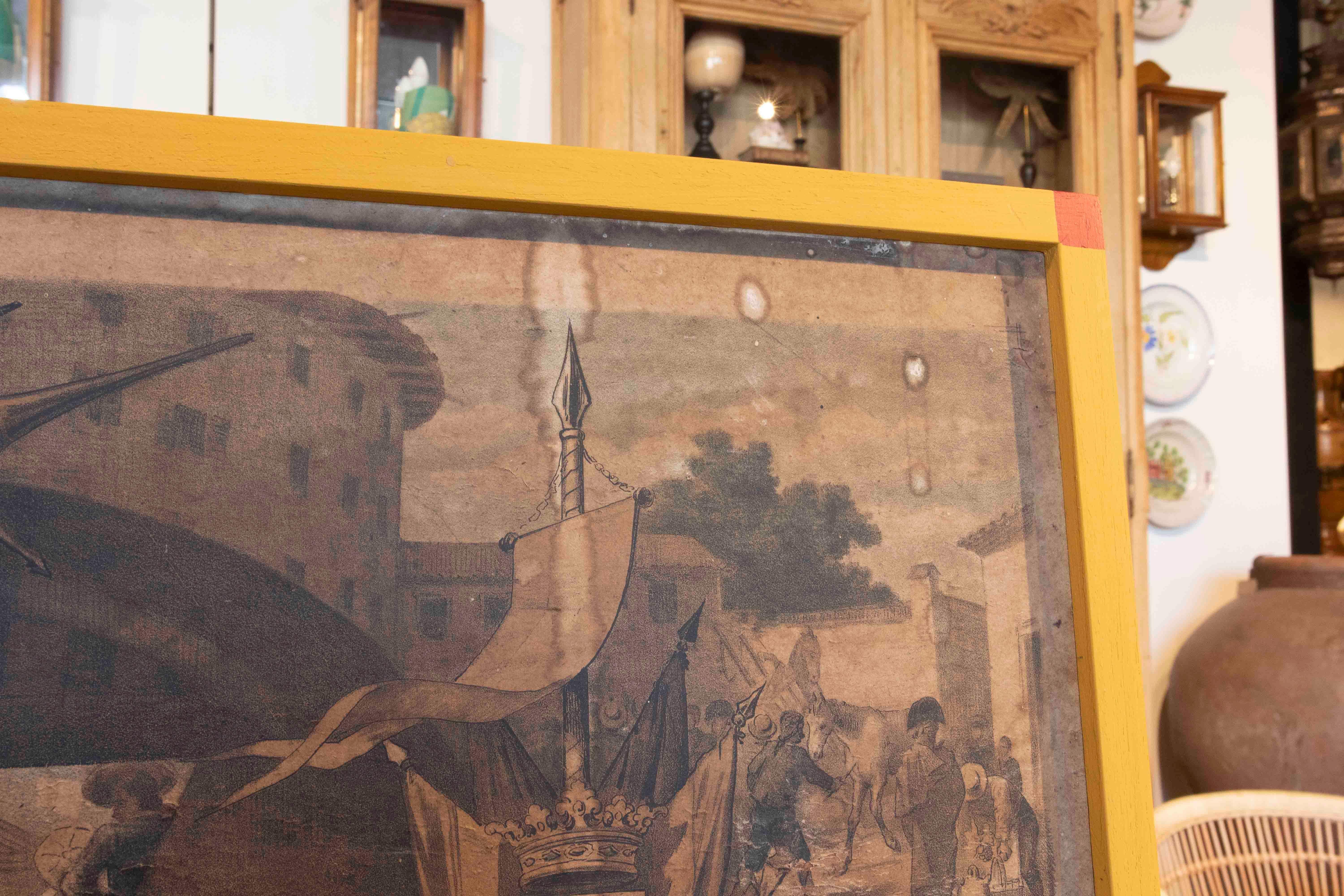 19th Century Picture Printed on Paper Spanish Scene with Framed For Sale 1