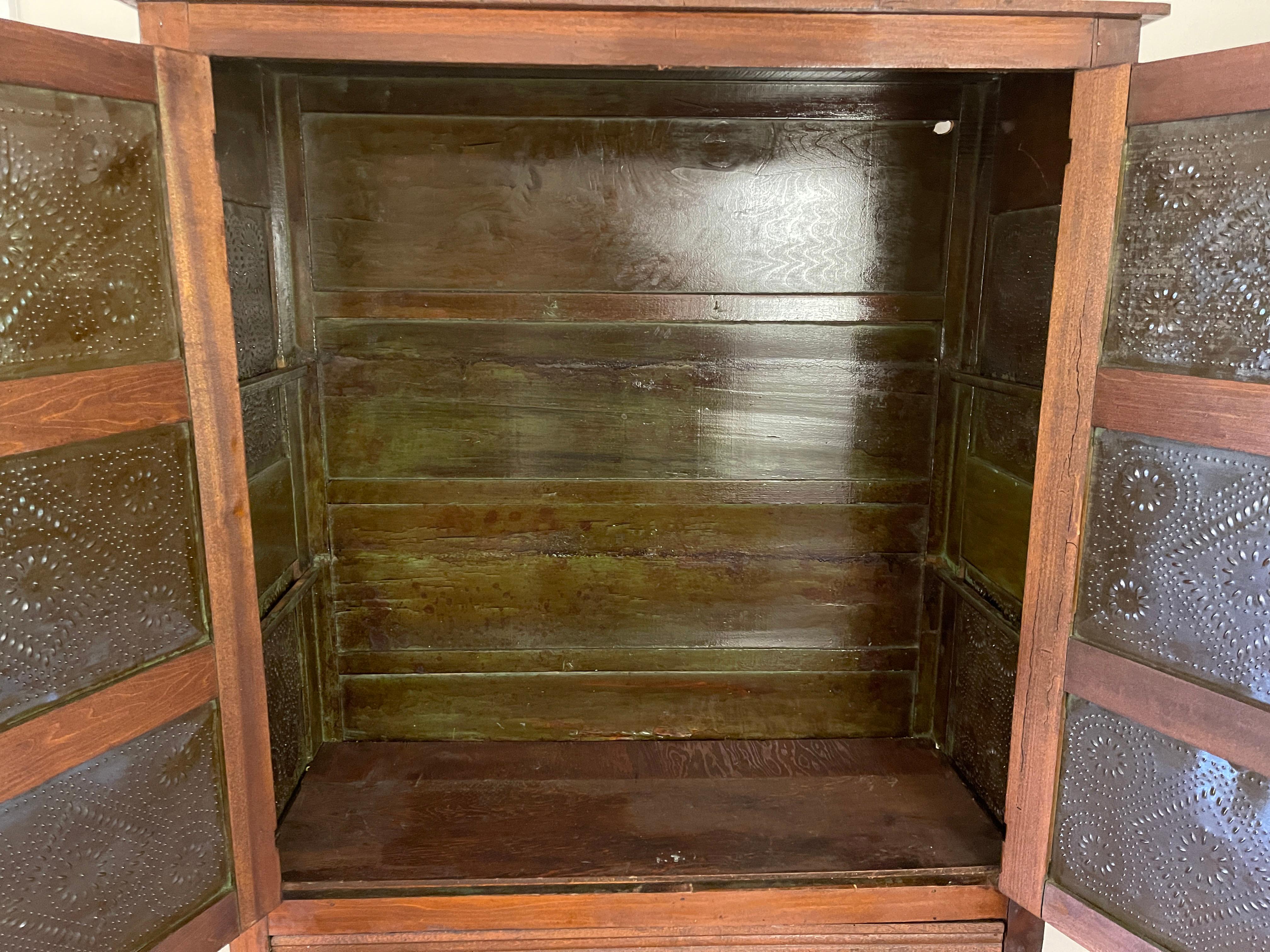 19th Century Pie Safe with 10 Punched Tin Panels In Good Condition In Columbia, SC
