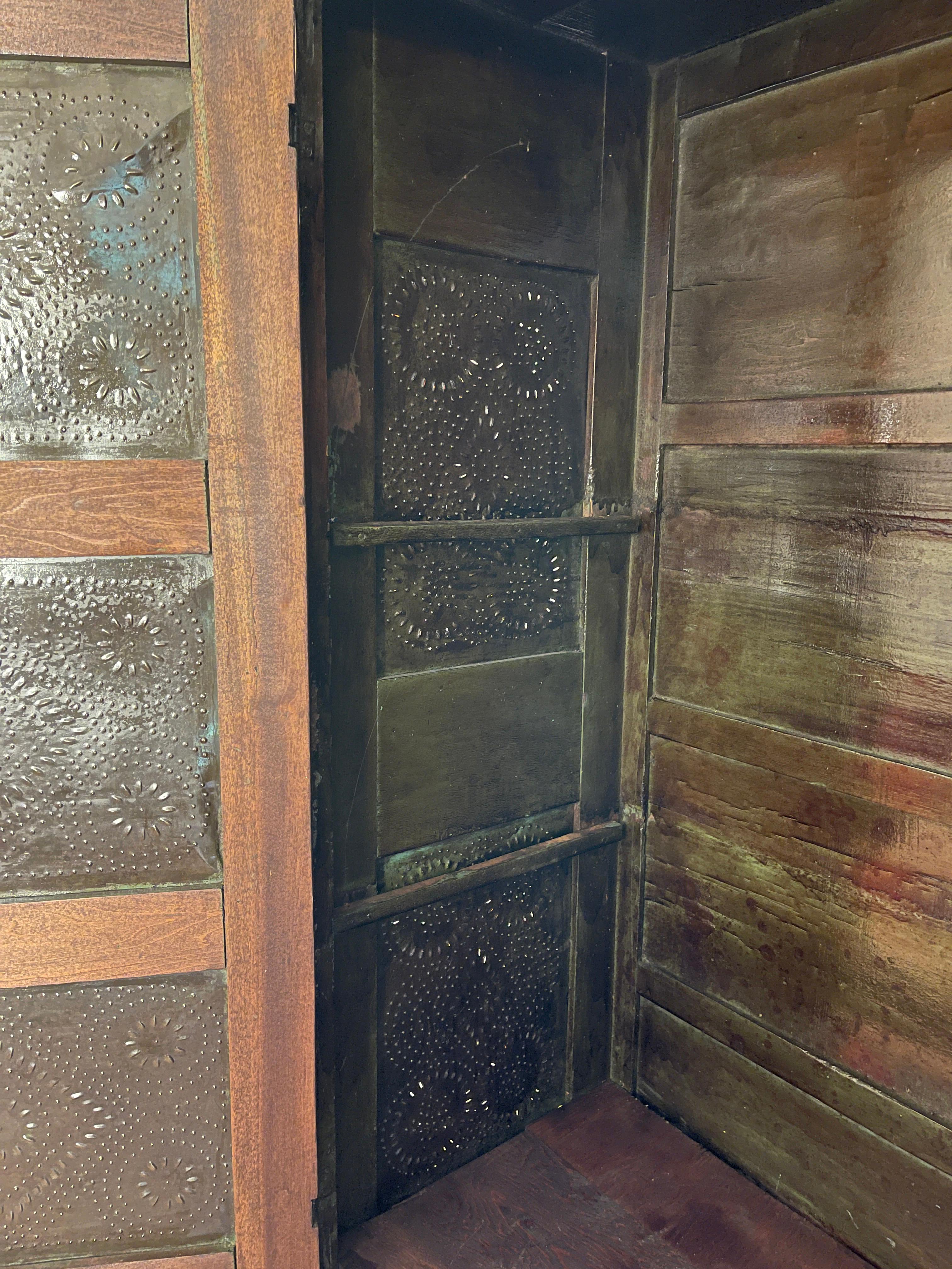 19th Century Pie Safe with 10 Punched Tin Panels 1