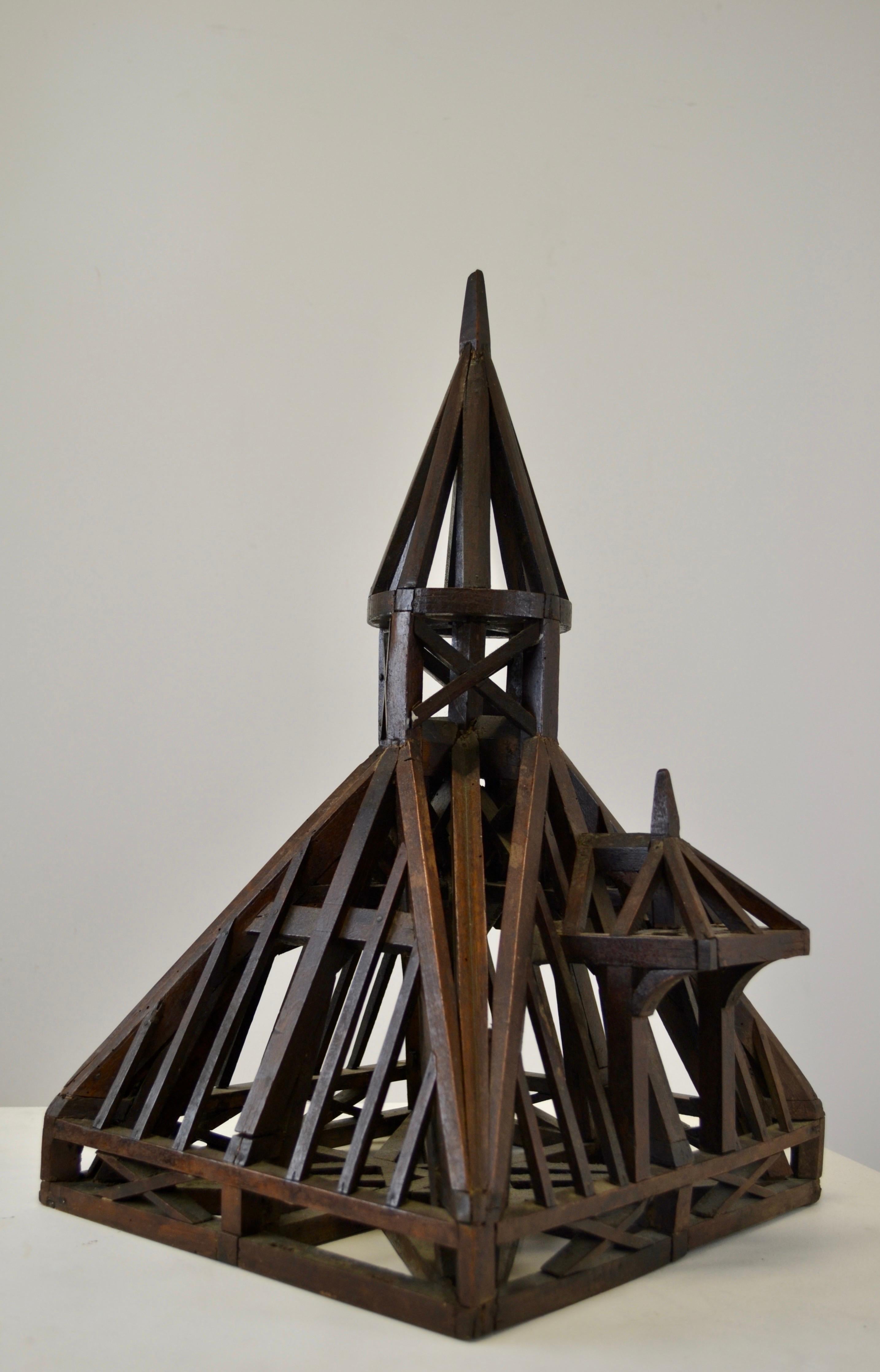 Wood 19th Century Piece De Maitrise, Architectural Model Roof For Sale