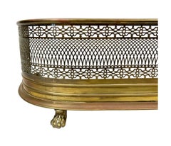 19th Century Pierced Brass Fire Fender with Claw Feet