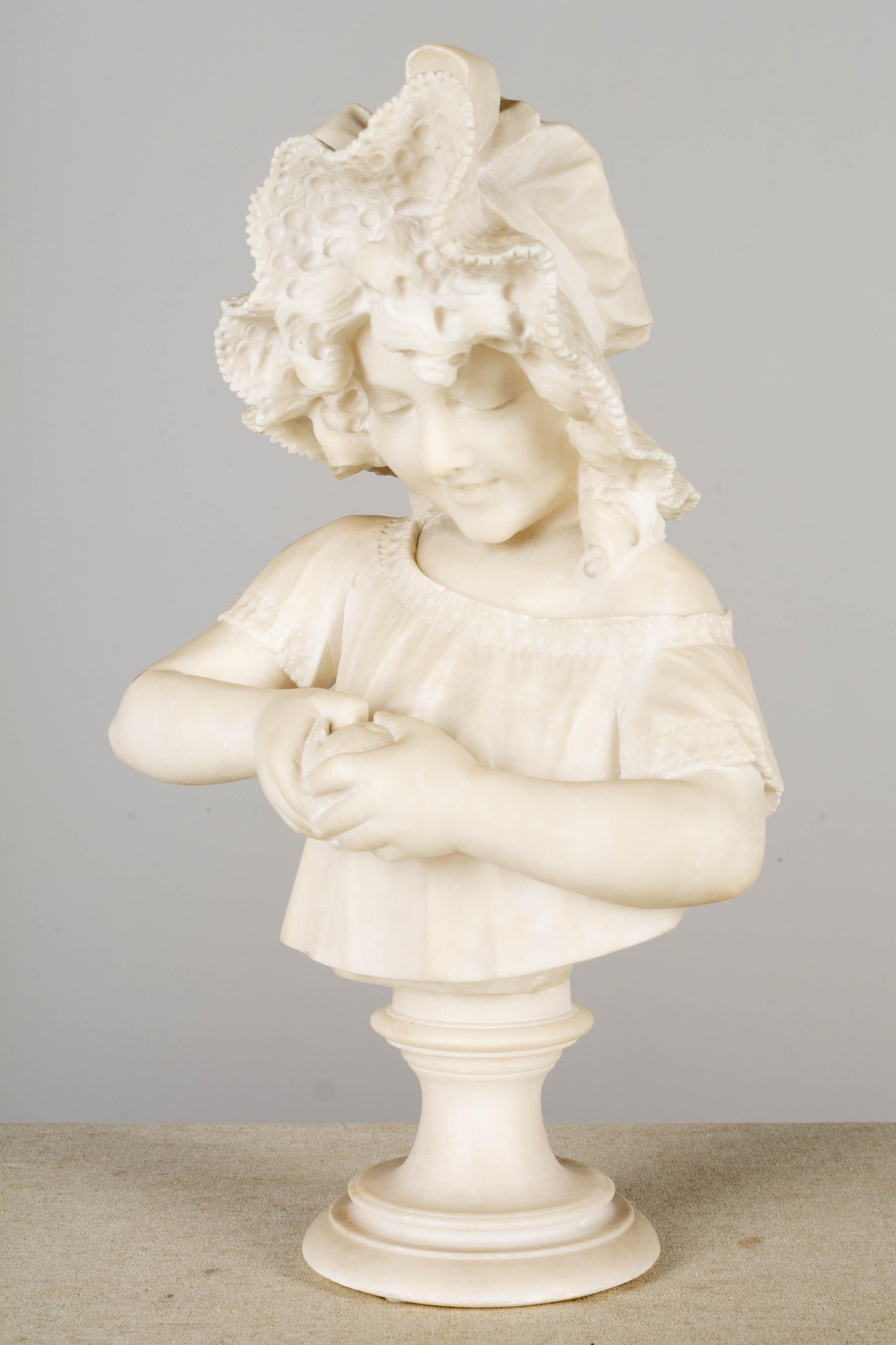Italian 19th Century Pietro Giorgi Sculpture of Girl Peeling an Orange For Sale