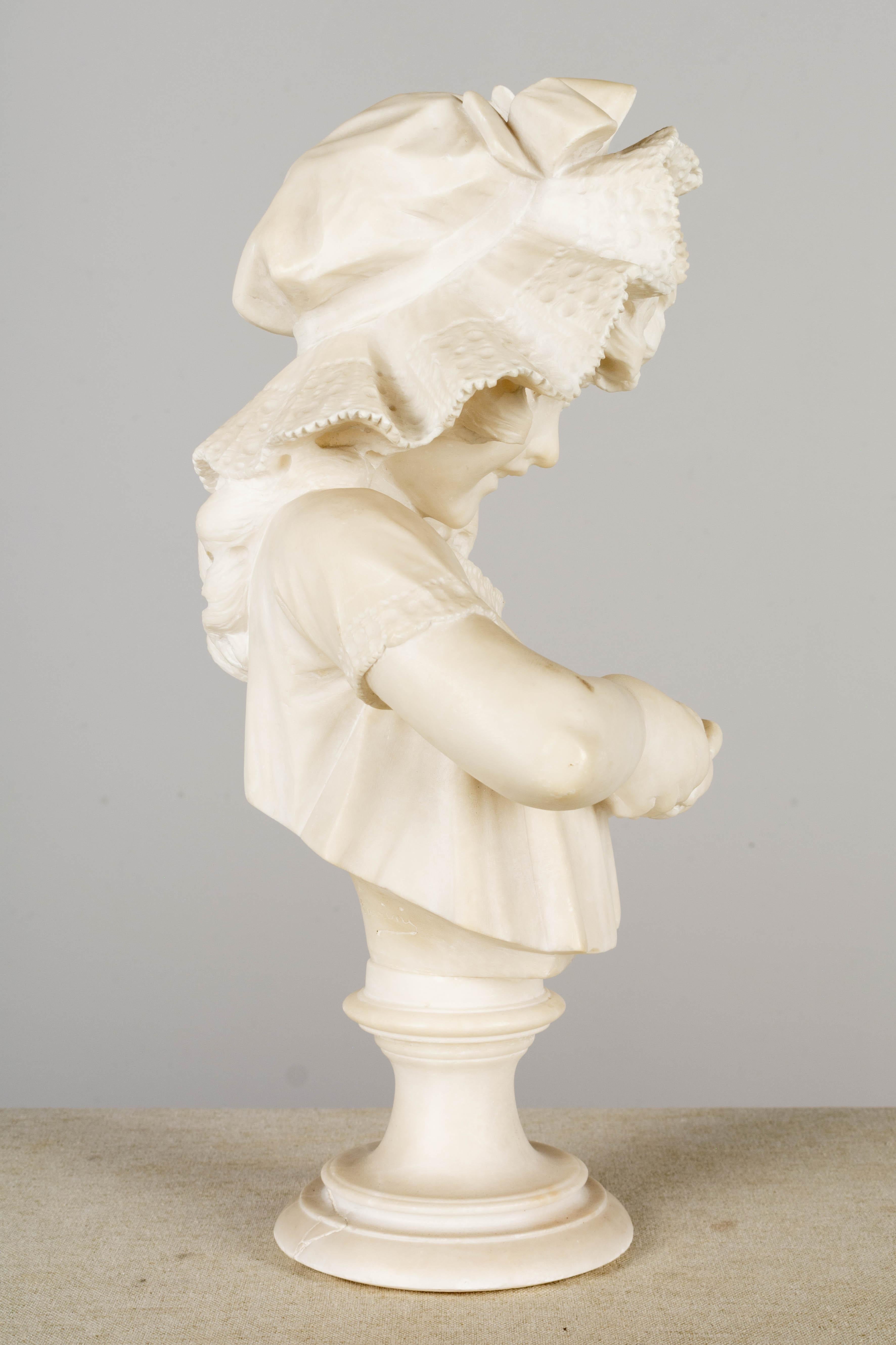 19th Century Pietro Giorgi Sculpture of Girl Peeling an Orange For Sale 1