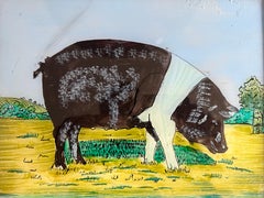 "19th-Century Pig Portrait: Charming Farm Animal Art"