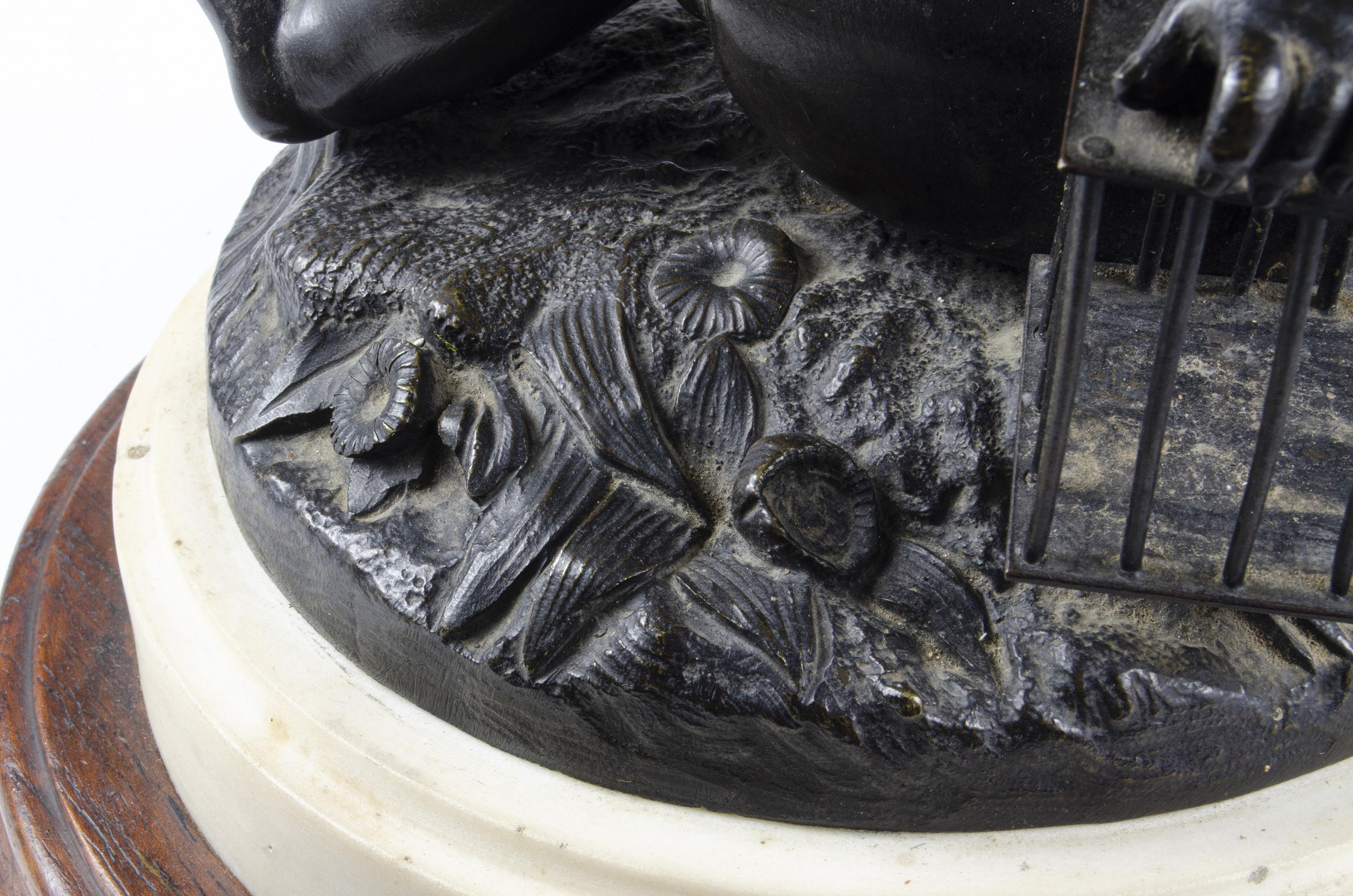 19th Century Pigalle-Inspired Bronze Sculpture of a Child Holding a Cage, France im Angebot 1