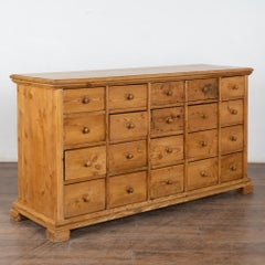 19th Century Pine Apothecary 19 Drawer Console Cabinet Kitchen Island