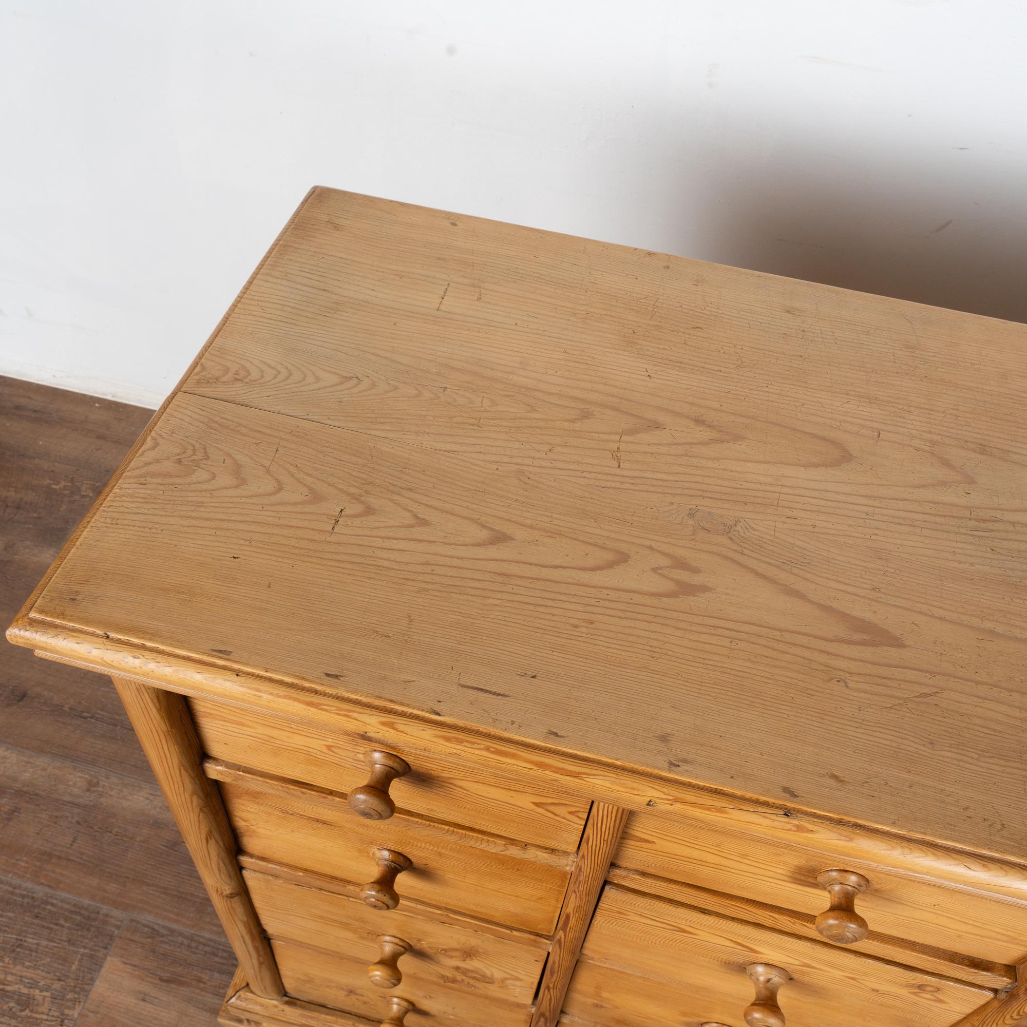 19th Century Pine Apothecary 19 Drawer Console Cabinet Kitchen Island For Sale 2