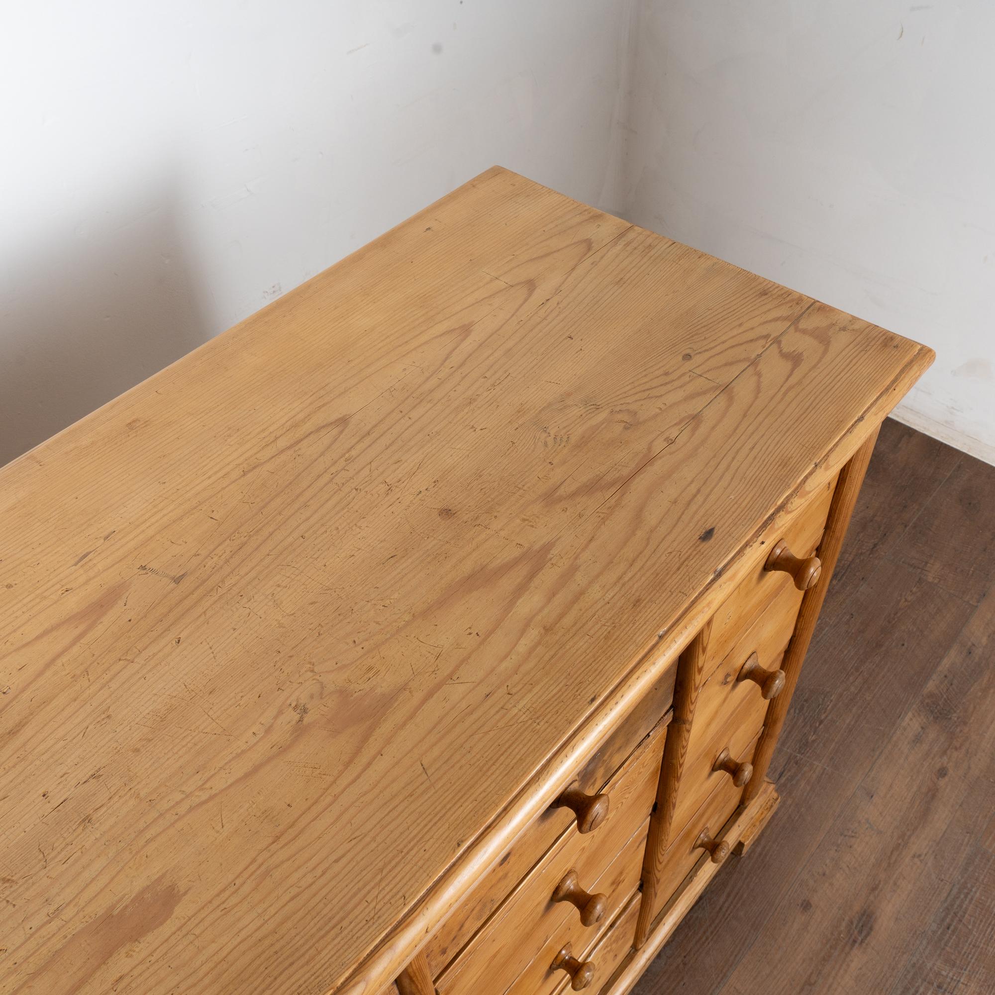 19th Century Pine Apothecary 19 Drawer Console Cabinet Kitchen Island For Sale 3