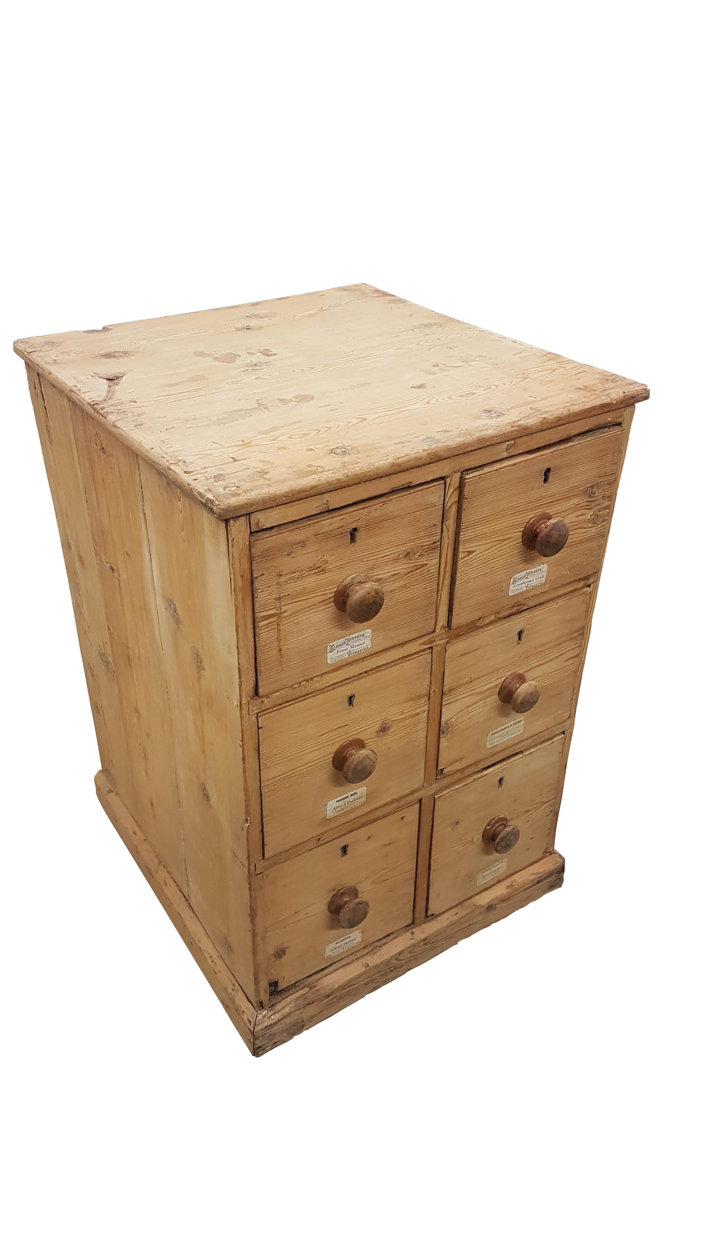 Victorian 19th Century Pine Apothecary Drawers For Sale