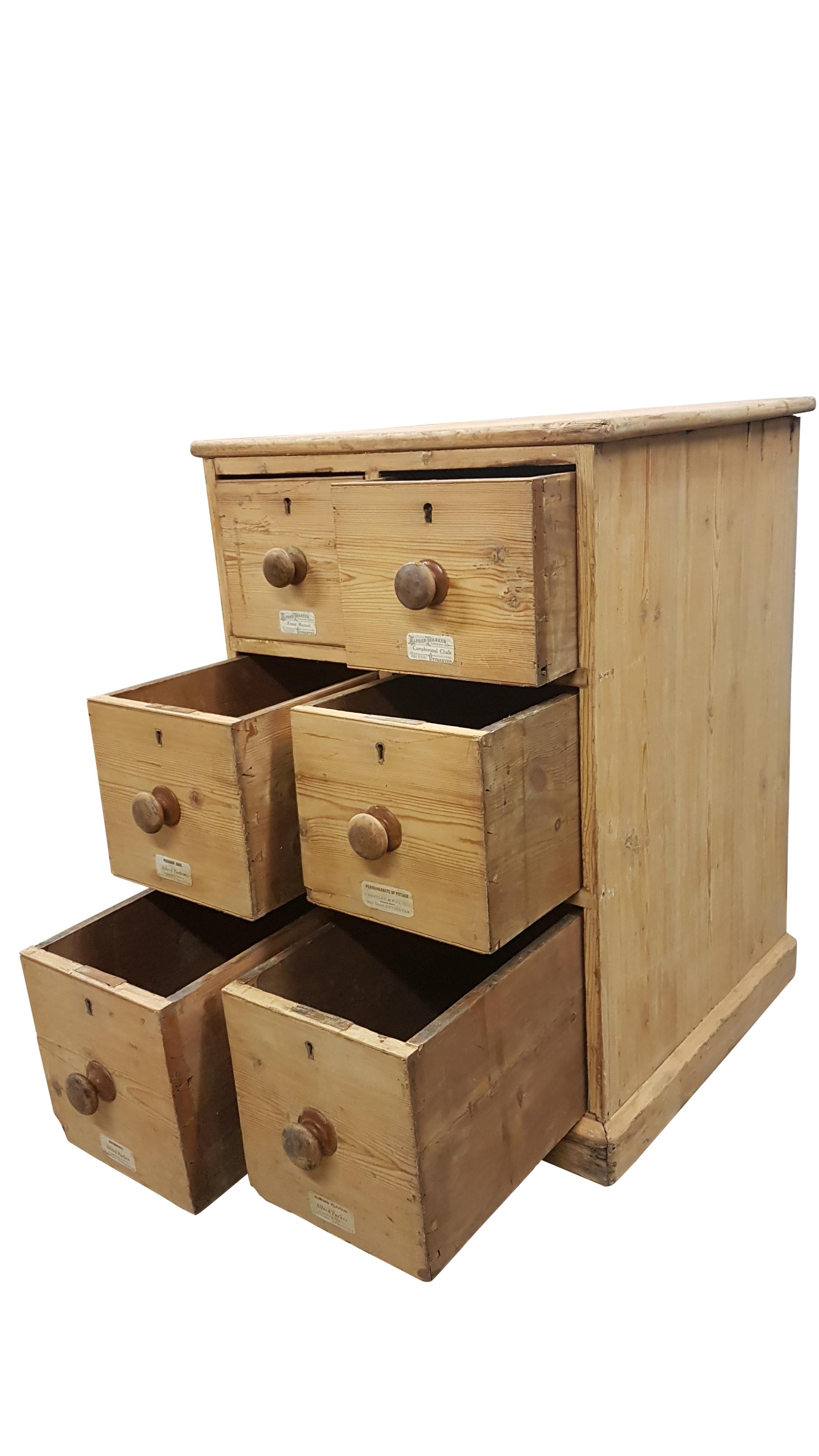 19th Century Pine Apothecary Drawers For Sale 1