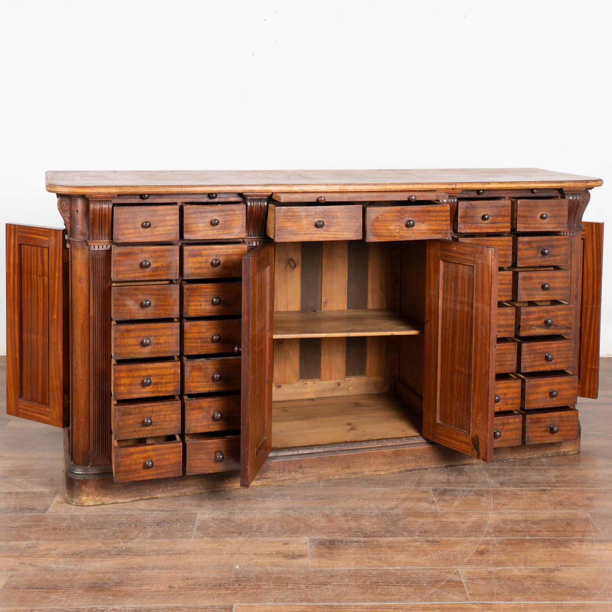Swedish 19th Century Pine Apothecary Shop Counter Free Standing Kitchen Island For Sale