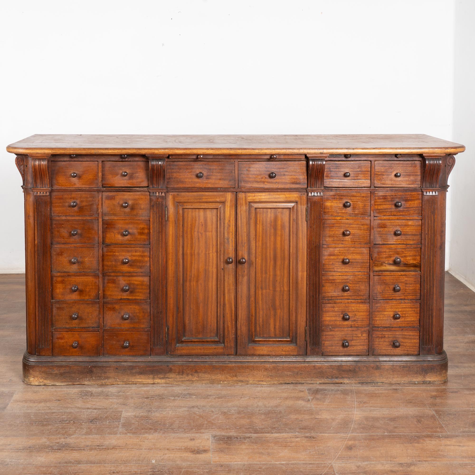 19th Century Pine Apothecary Shop Counter Free Standing Kitchen Island In Good Condition For Sale In Round Top, TX