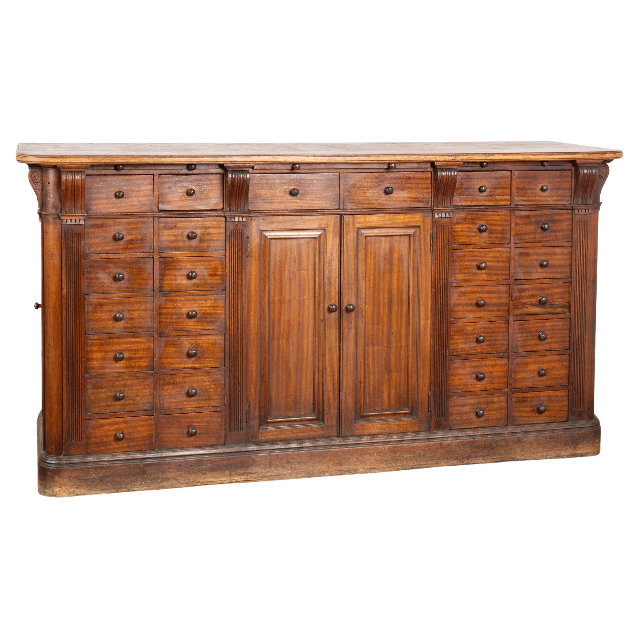 19th Century Pine Apothecary Shop Counter Free Standing Kitchen Island For Sale