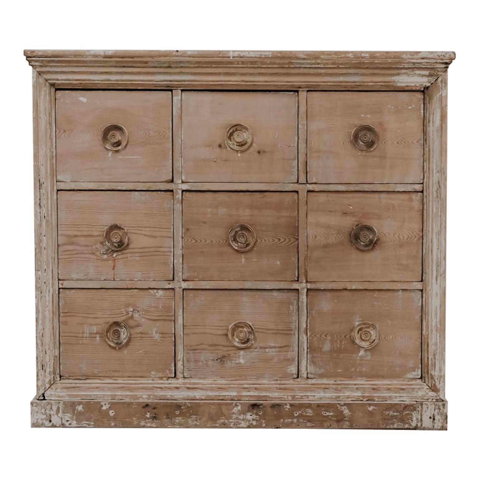 19th Century Pine Bank of Drawers/Commode/Chest of Drawers