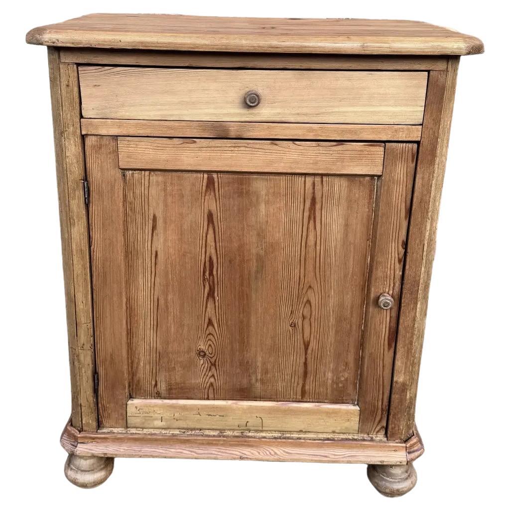19th Century Pine Cabinet Side Table For Sale