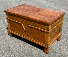 19th Century Pine Chest with Applied "v" Molding