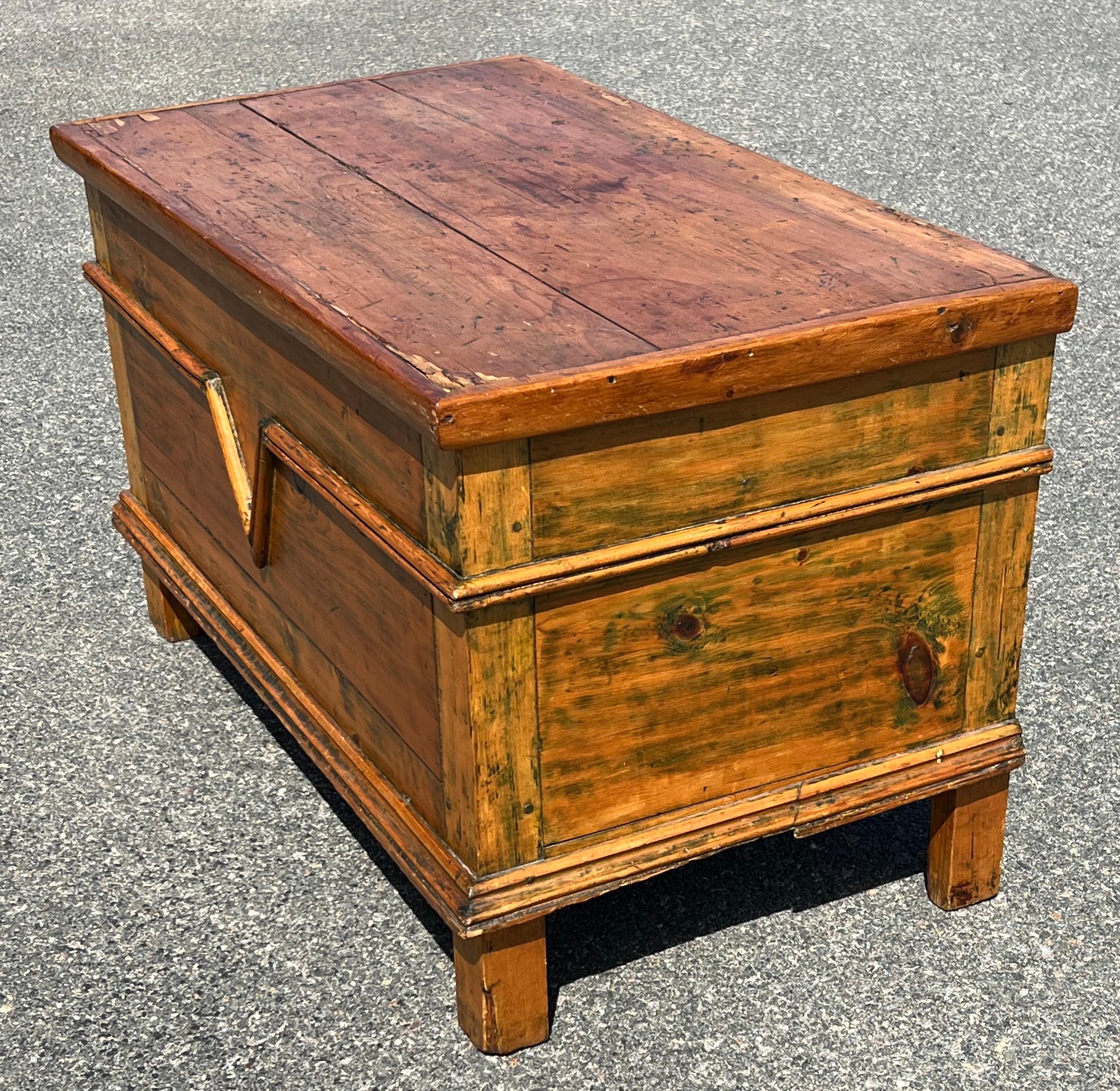 North American 19th Century Pine Chest with Applied 