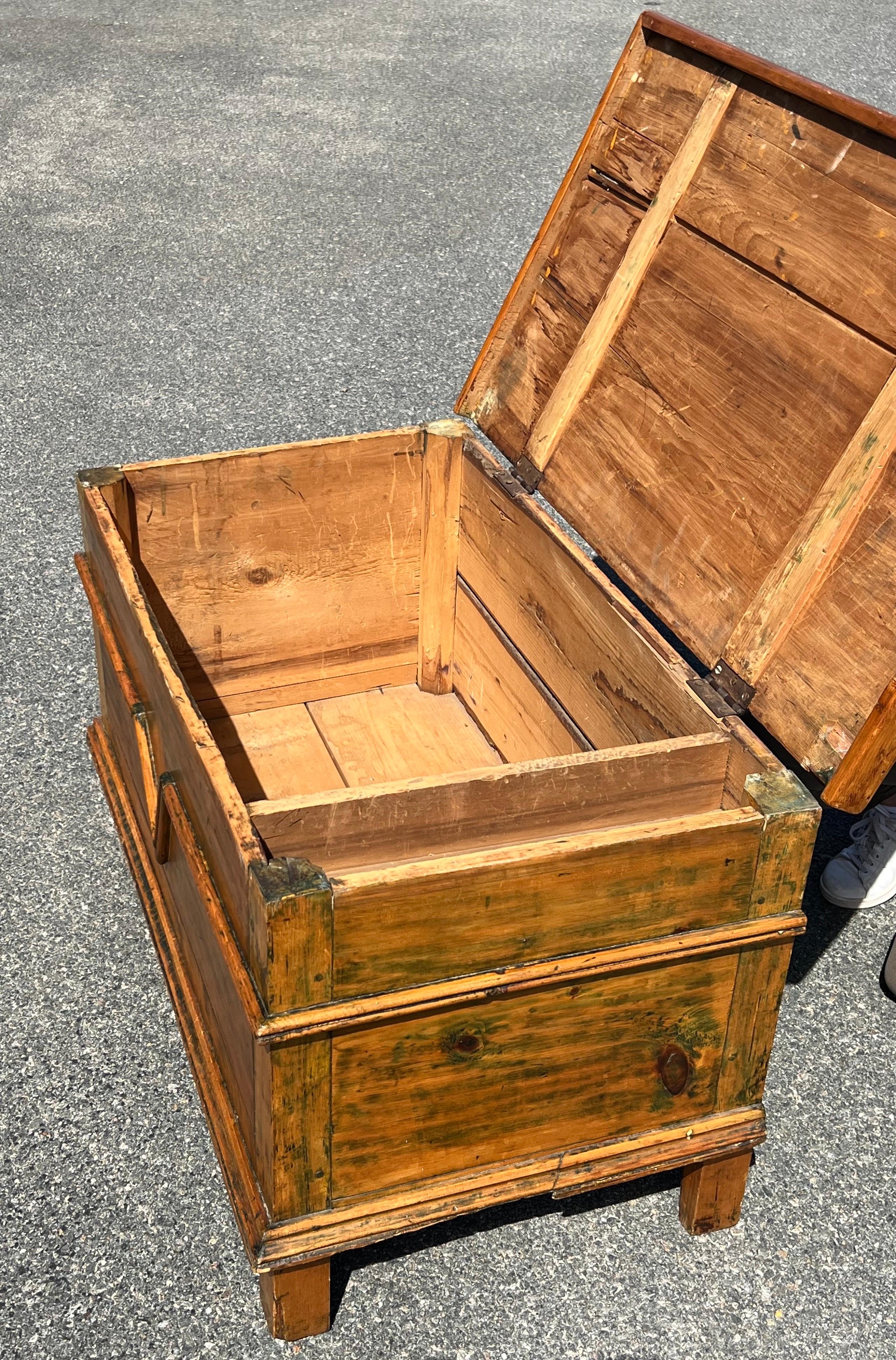 19th Century Pine Chest with Applied 