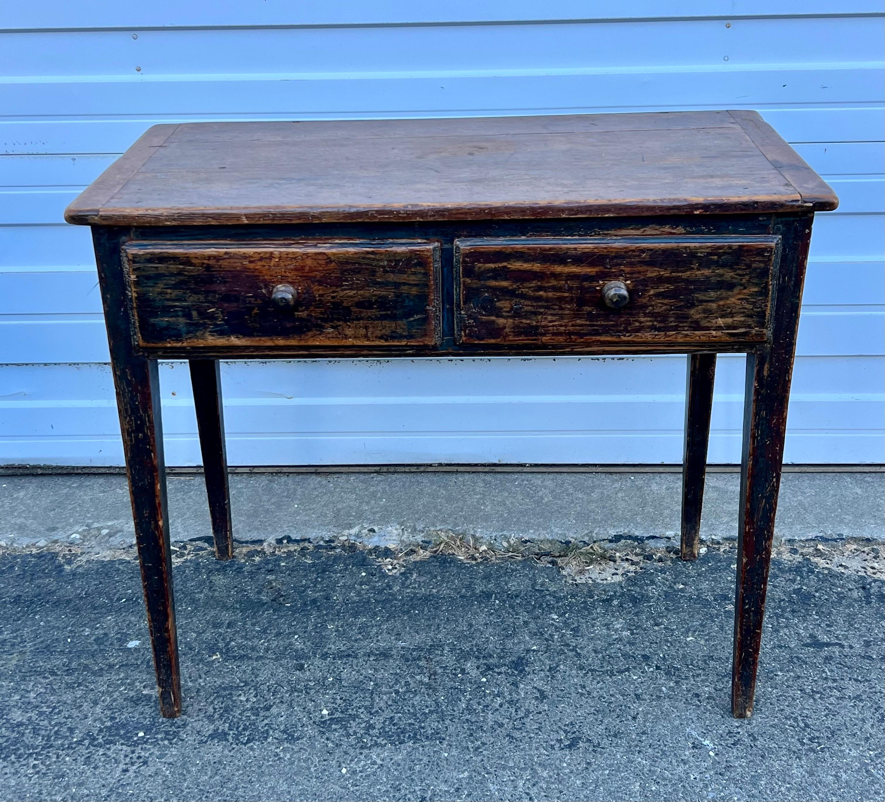 Hand-Crafted 19th Century Pine Console Table In Original Paints For Sale