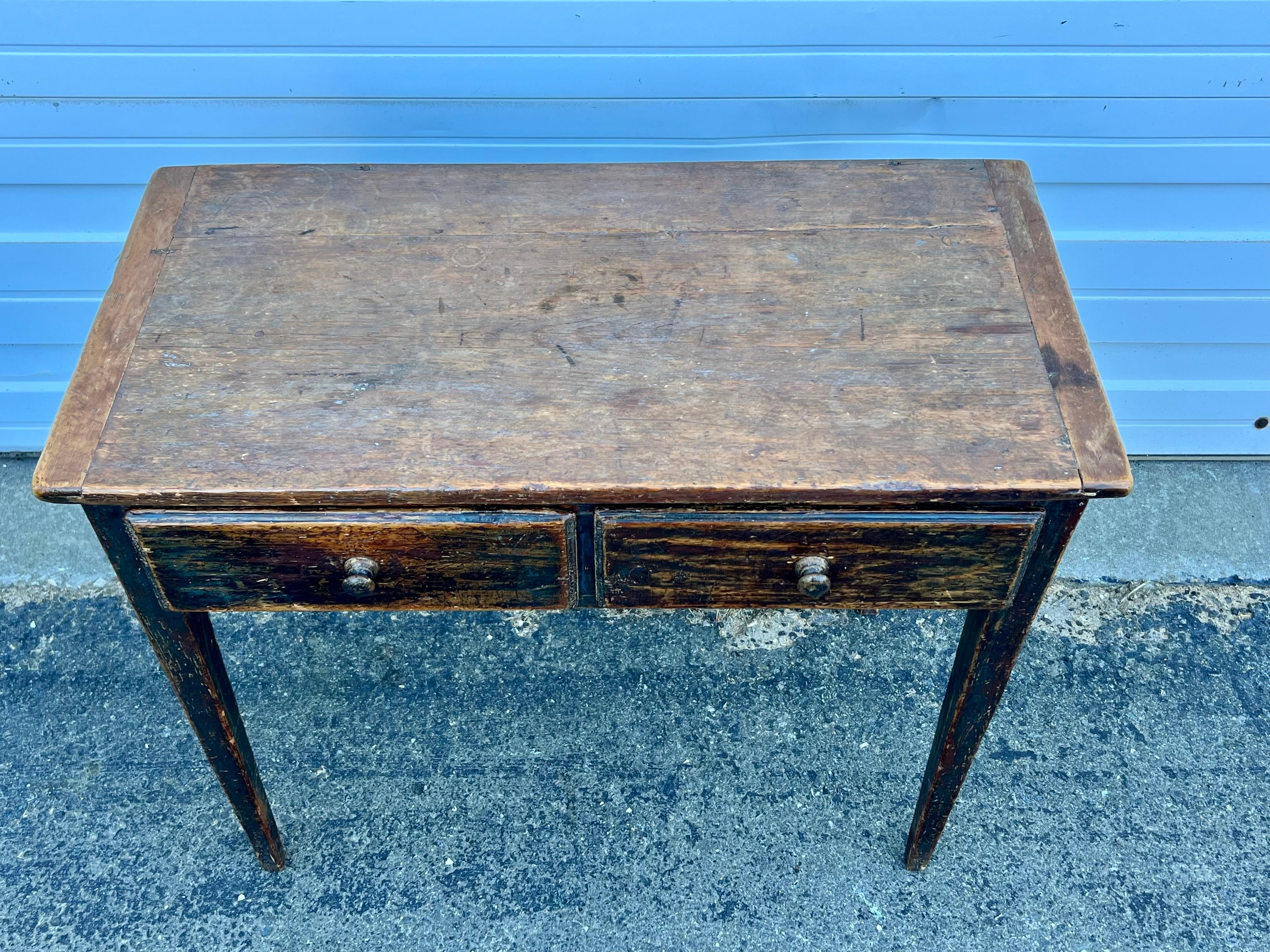 19th Century Pine Console Table In Original Paints For Sale 1